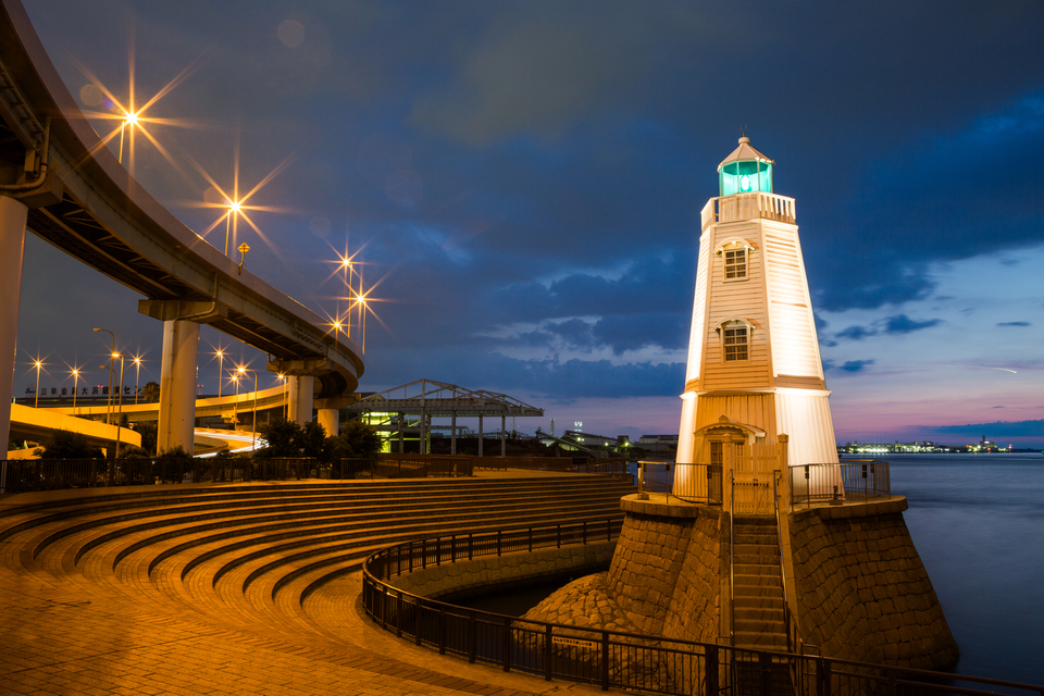 優秀賞（大阪府堺市）　印南勉さんの作品「光と歴史が織りなす湾岸の夜」