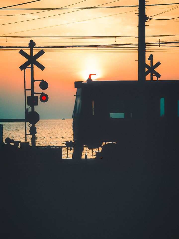 ローカル線・路面電車部門　@yasuo.smileさんの作品「夕刻の海岸線を走るローカル電車」