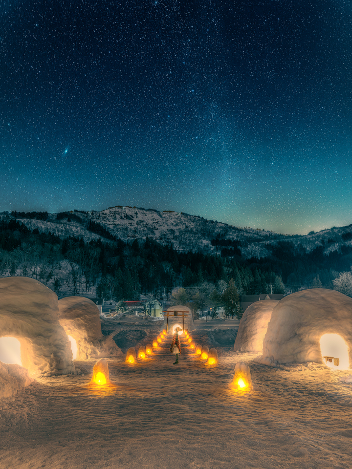 ライトアップ部門　okabechiさんの作品「Starry Snow Village」