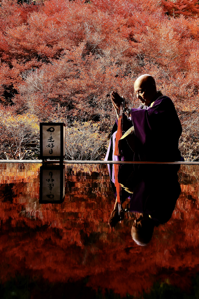 紅葉部門　中山一郎さんの作品「明鏡止水」
